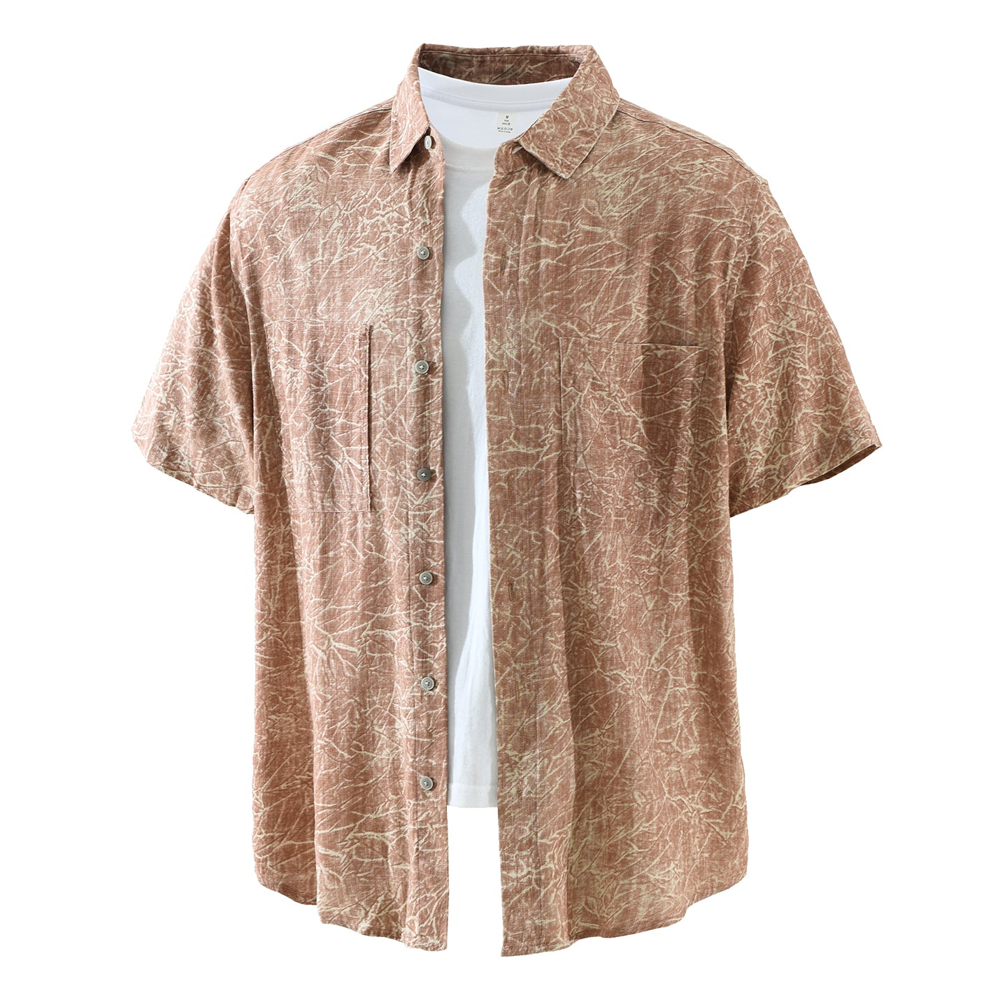 Men’s Lyocell-Linen Abstract Print Short Sleeve Overshirt | M8227
