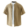 Men’s 100% Linen Band Collar Short Sleeve Shirt | M8291