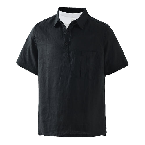 Men’s 100% Linen Short Sleeve Popover Shirt | M8252