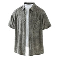 Men’s Lyocell-Linen Abstract Print Short Sleeve Overshirt | M8227