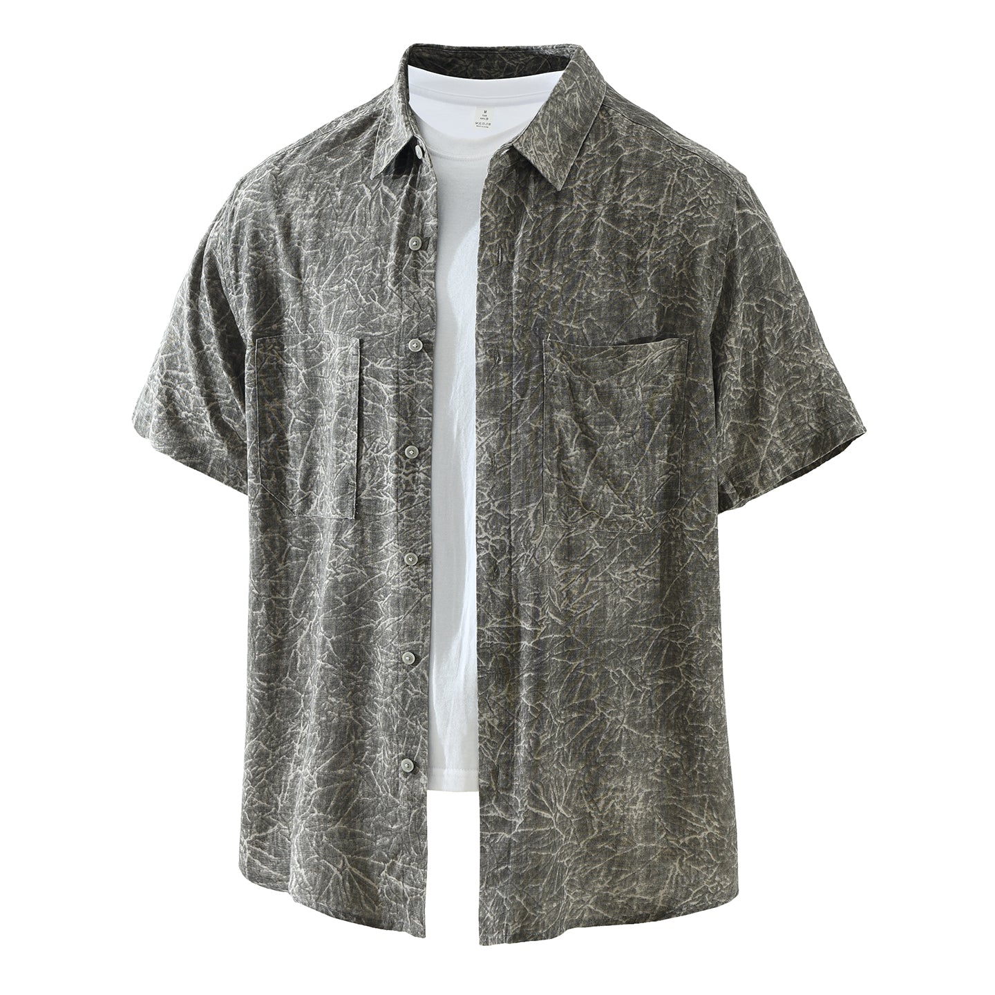 Men’s Lyocell-Linen Abstract Print Short Sleeve Overshirt | M8227