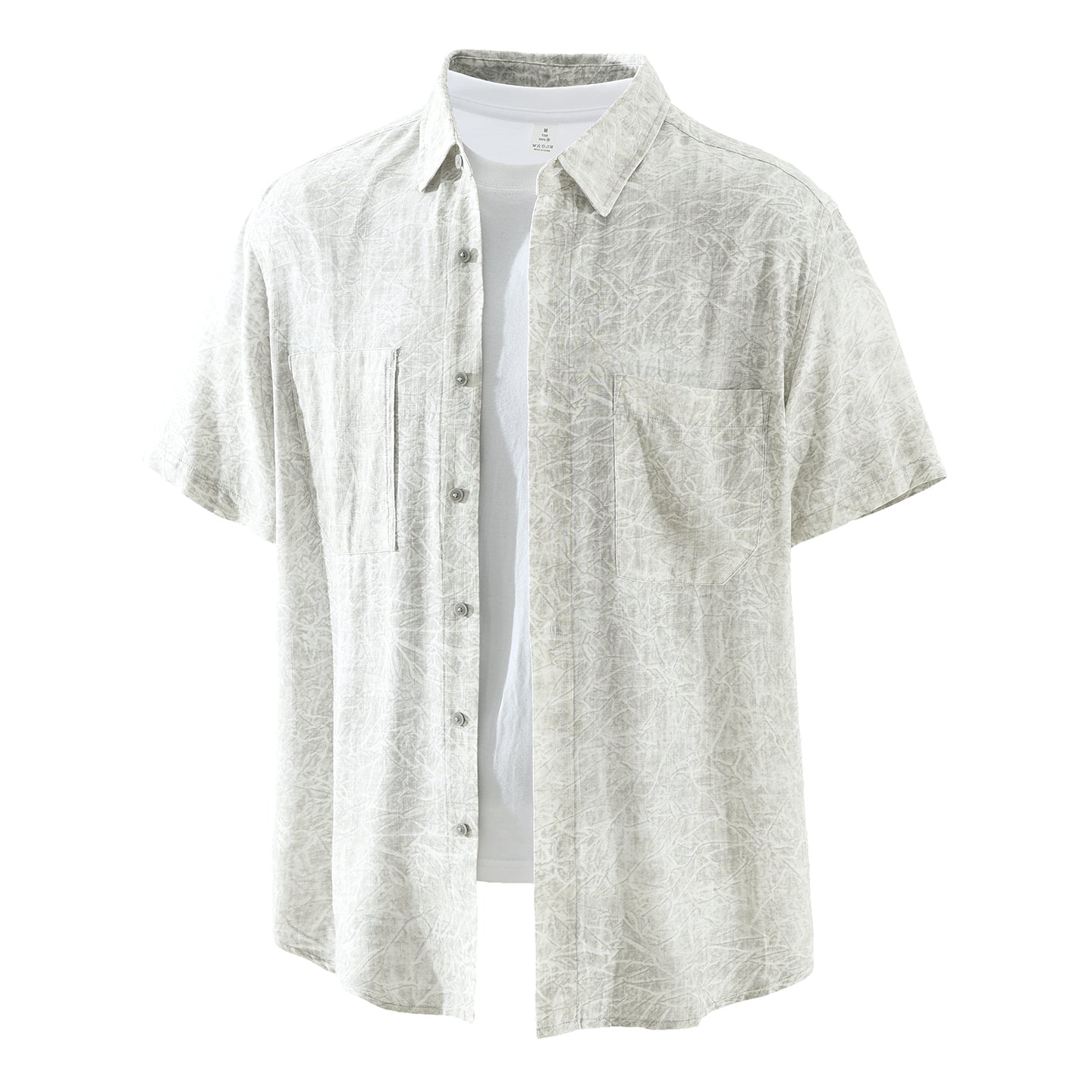 Men’s Lyocell-Linen Abstract Print Short Sleeve Overshirt | M8227