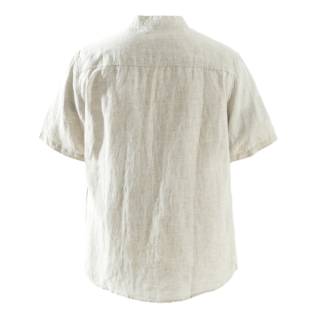 Men’s Lyocell-Linen Band Collar Short Sleeve Overshirt | M8251