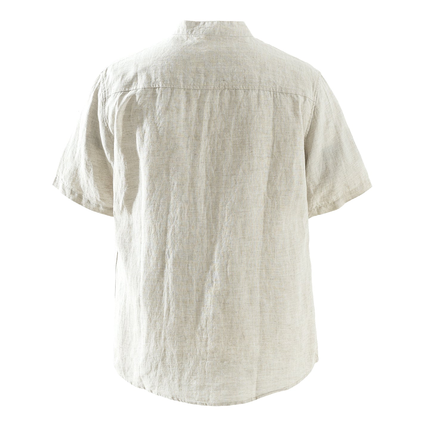 Men’s Lyocell-Linen Band Collar Short Sleeve Overshirt | M8251