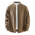 Men’s Linen-Cotton Long Sleeve Band Collar Overshirt | M7758
