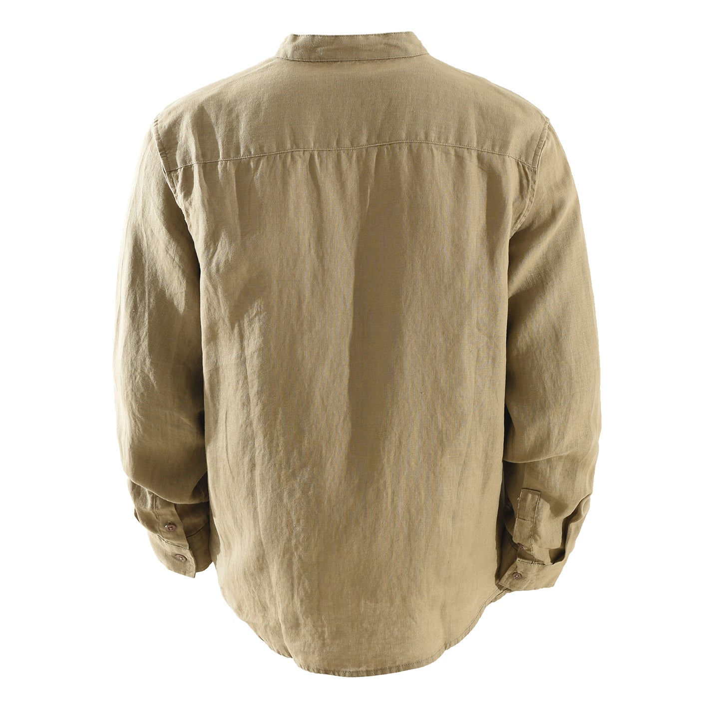 Men’s 100% Linen Band Collar Long Sleeve Overshirt | M7776