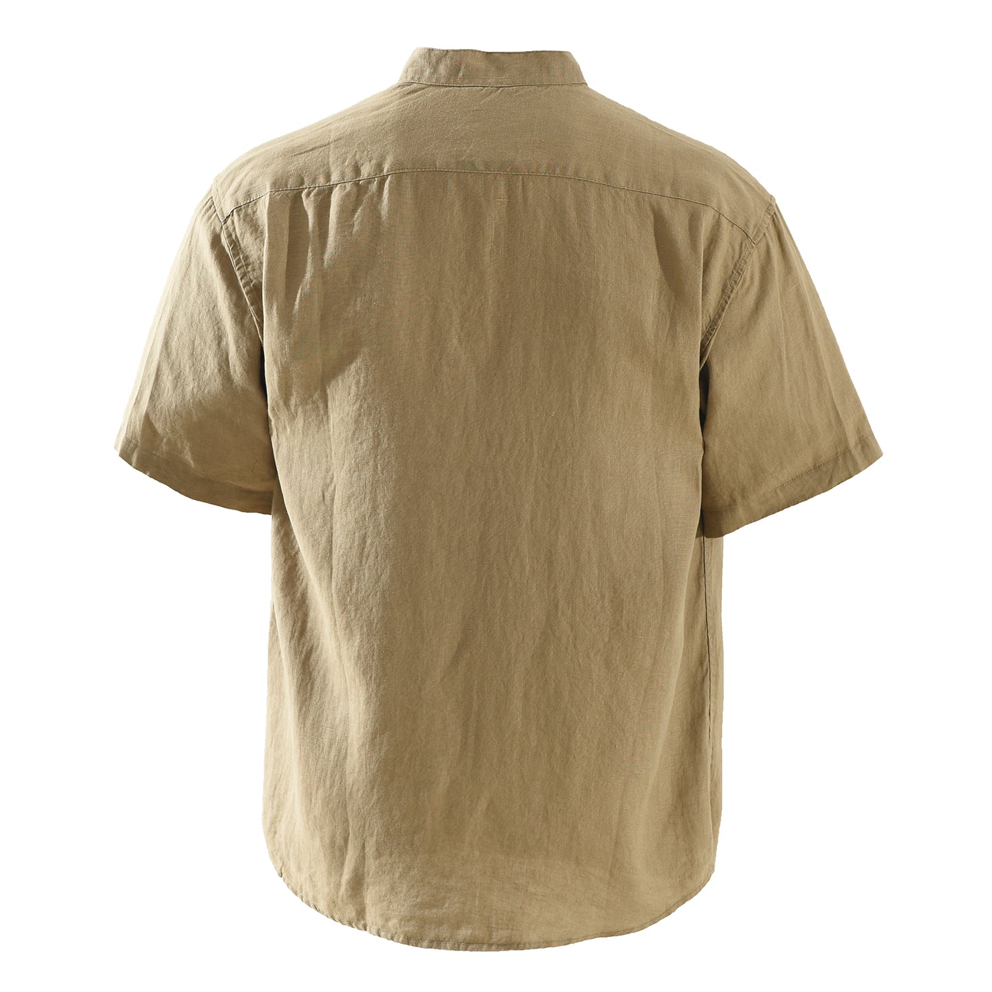 Men’s 100% Linen Band Collar Short Sleeve Shirt | M8291