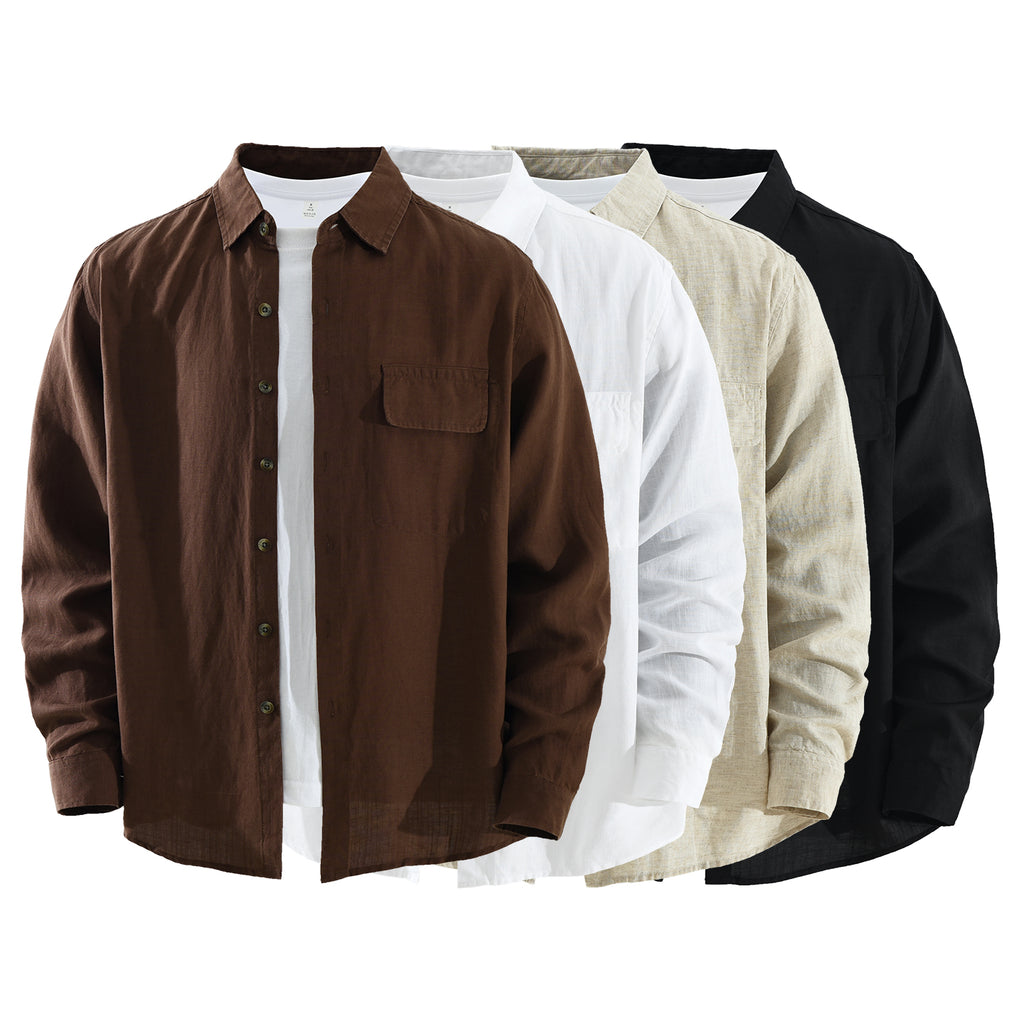 Men’s Lyocell-Linen Long Sleeve Overshirt | M7737